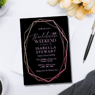Invitation Élégant noir esthétique chic Bachelorette géométri