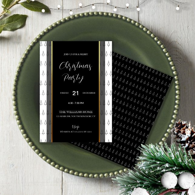 Invitation Elégant noir et blanc avec détails dorés (Créateur téléchargé)