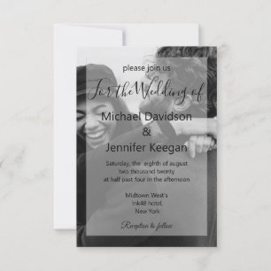 Invitation élégant noir et blanc façonné photo moderne mariag