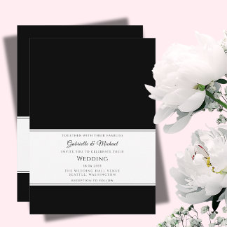 Invitation Élégant noir et blanc minimaliste moderne Mariage
