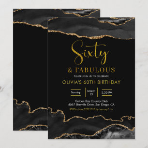 Invitation Elégant noir et or soixante et fabuleux