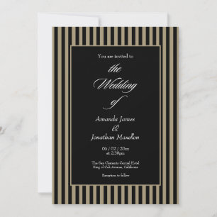 Invitation Élégant noir et vert Mariage de bandes verticales