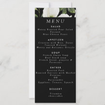 Elégant noir floral vert Lily Menu Mariage