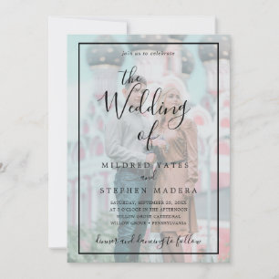 Invitation Élégant noir frontière effet Vellum Mariage photo