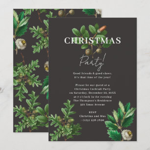 Invitation Élégant Noir Noir Noël Acorn Fête de Noël