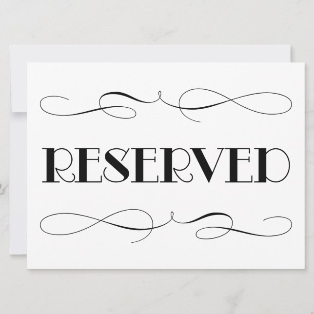 Invitation Élégant Noir Réservé Mariage Signal (Devant)