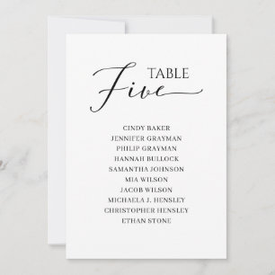 Invitation Élégant Noir Tableau Numéro 5 Tableau de siège