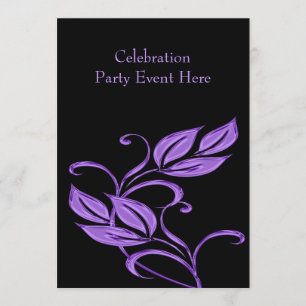 Invitation Élégant noir violet verre Floral Tous les événemen