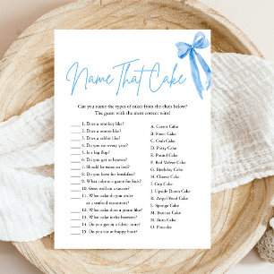 Invitation Élégant Nom Bleu Bow qui gâteau Fête des mariées J