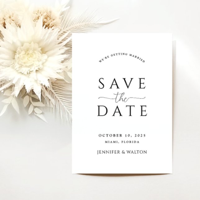 Invitation Elégant nom personnalisé mariage blanc enregistrer (Créateur téléchargé)