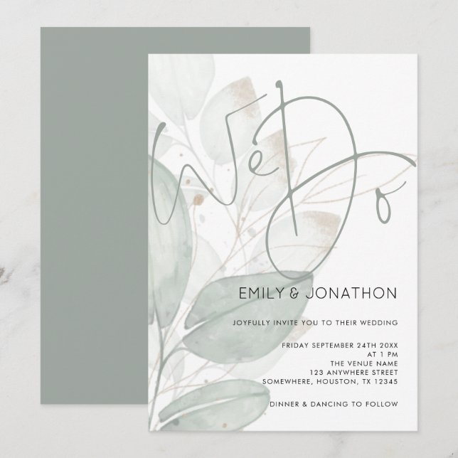 Invitation Elégant Nous faisons Script Aquarelle Mariage de r (Devant / Derrière)
