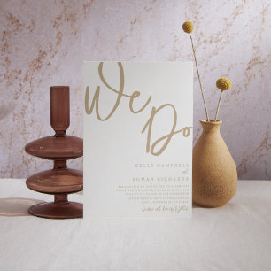 Invitation Elégant Nous faisons Script Gold & White Mariage