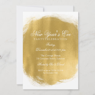 Invitation Elégant Nouvel An Eve Gold Peinture Look