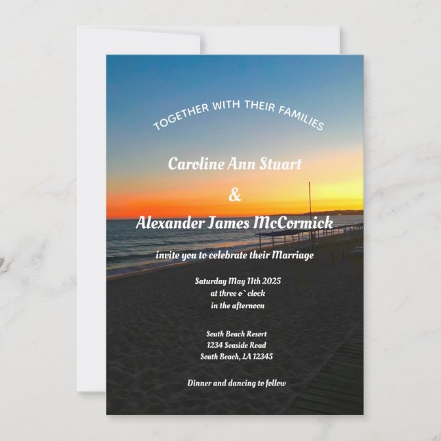 Invitation Elégant Ocean Sunset Beach Eté Mariage de mer (Devant)