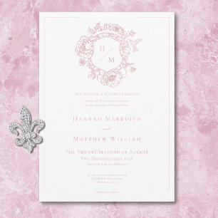 Invitation Élégant Oiseau et Blason de Mariage en Chinoiserie