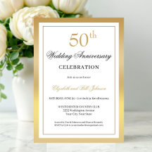 Élégant Or 50e Anniversaire de Mariage