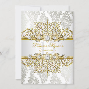 Invitation Elégant or Argent Vintage Glamor Quinceanera