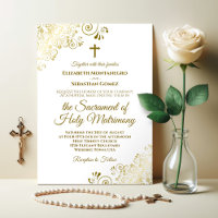 Elégant or & blanc Mariage catholique moderne