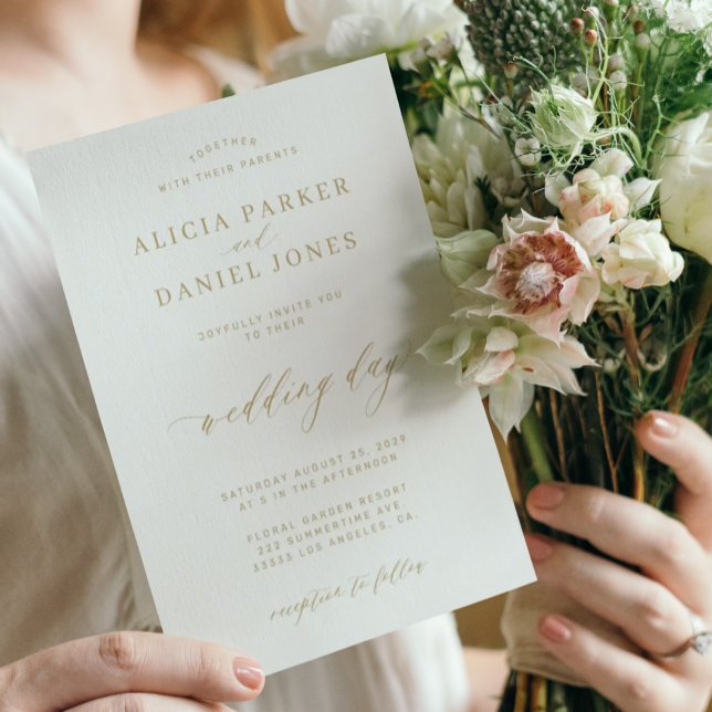 Invitation Élégant or classique calligraphie script mariage (Créateur téléchargé)