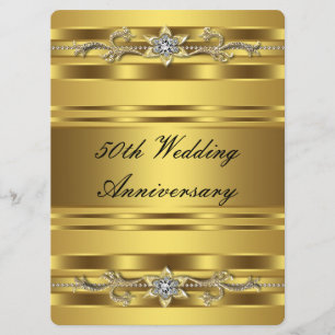 Invitation Élégant Or Doré 50e Anniversaire de Mariage