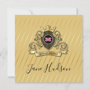 Invitation Elégant or et rose Monogramme Conception