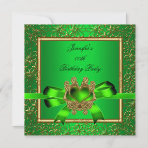 Invitation Elégant or Green Lime Bijou Anniversaire