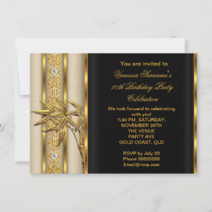 Invitation Elégant or noir asiatique Bambou caramel Beige 2