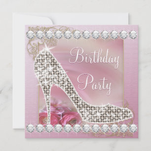Invitation Elégant or rose haute chaussures talon Anniversair