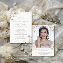 Elégant or Silver Florals blancs Quinceañera