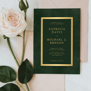 Invitation Elégant or vert simple typographie mariage