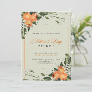 Invitation Elégant orange et vert Aquarelle Fête des Mères