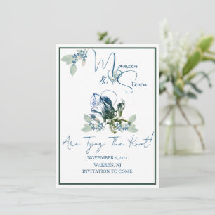 Invitation Élégant Orchidée Blanche, Bleue et Verte Enregistr