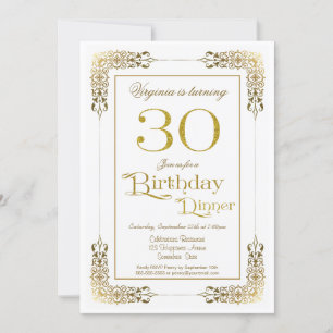 Invitation Elégant Ornate Gold Lace 30e Anniversaire Dîner
