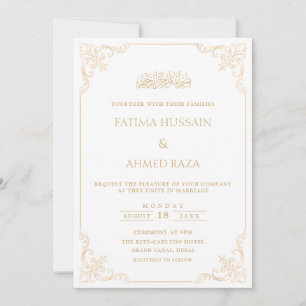 Invitation Élégant Ornate Gold stylish Script Mariage musulma