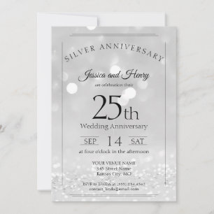 Invitation Élégant Paillettes 25e Anniversaire de Mariage Arg