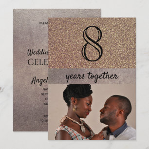 Invitation Élégant paillettes bronze 8e anniversaire de maria