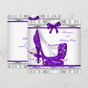 Invitation Elegant Paillettes Violet Glamour Talon Haut Argen