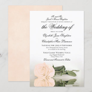 Invitation Élégant Pale Orange ou Peach Rose Mariage formel