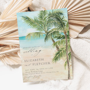Invitation Elégant Palm Tree Plage Tropical Mariage