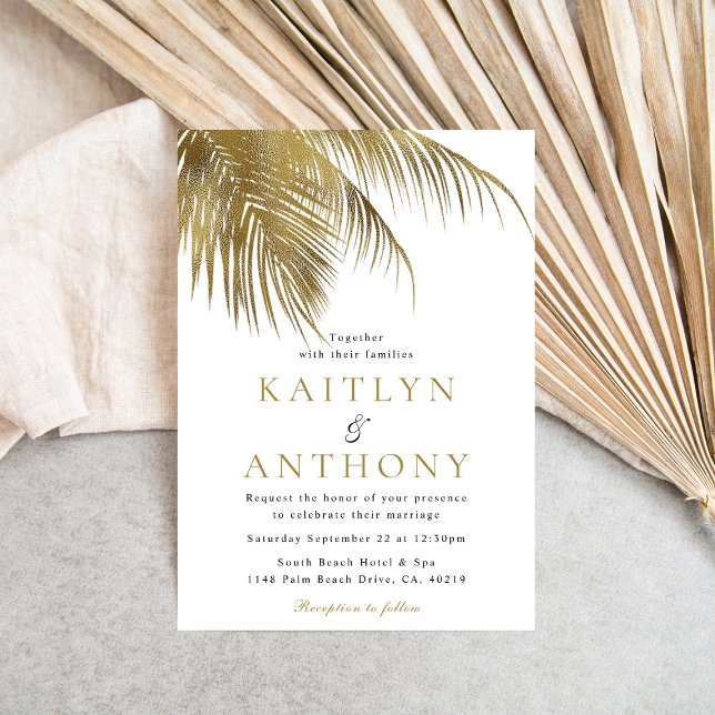 Invitation Elégant Palm Tree Plage Tropical Mariage (Créateur téléchargé)