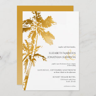 Invitation Elégant Palm Trees Gold Tropical