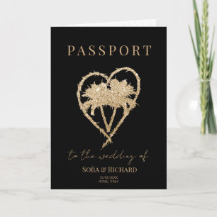 Invitation Elégant Palm Trees Mariage Destination Passeport