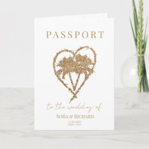 Invitation Elégant Palm Trees Mariage Destination Passeport
