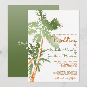 Invitation Elégant Palmiers en cuivre Mariage de plage tropic