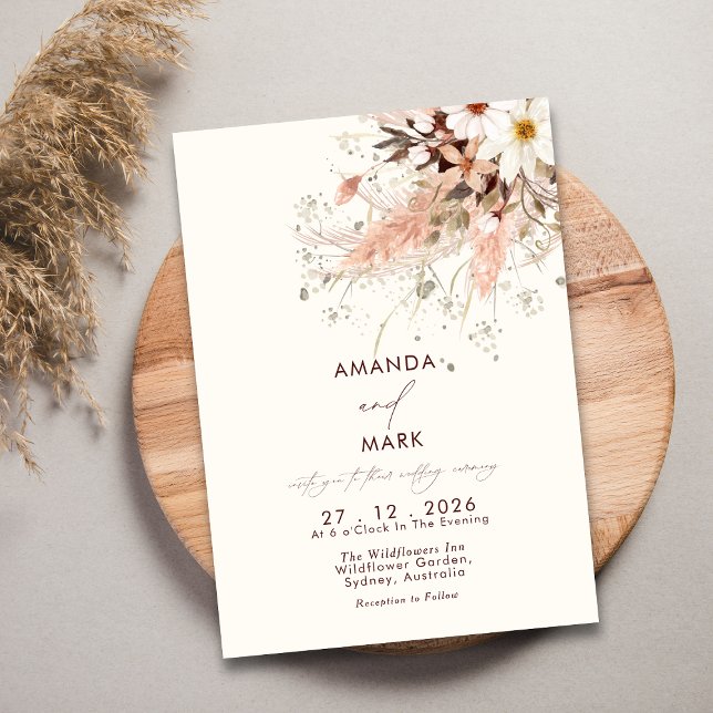 Invitation Elégant Pampas Fleur sauvage Boho Grass Mariage (Créateur téléchargé)