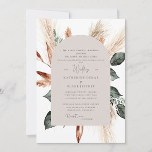 Invitation Élégant Pampas Tan Mariage chrétien géométrique