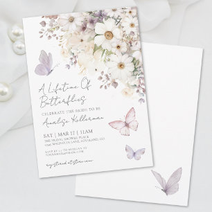 Invitation Élégant Papillon Fleur Sauvage Baby Shower de Mari