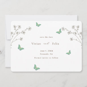 Invitation Élégant Papillon Or foncé Enregistrer La Date
