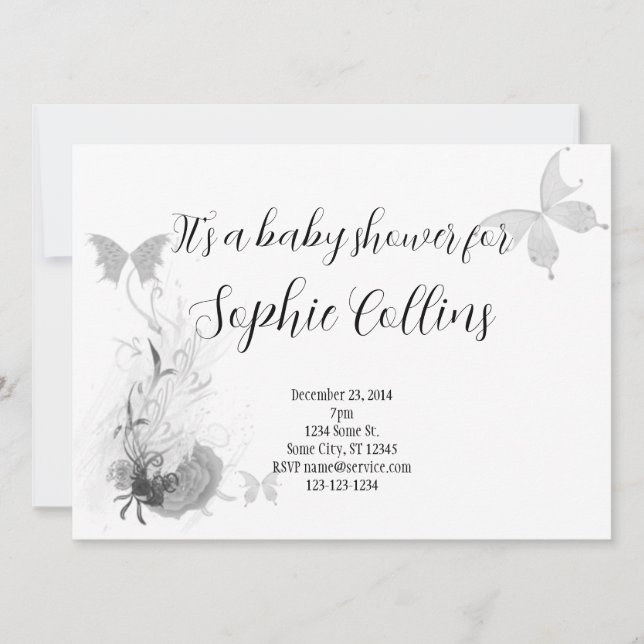 Invitation Élégant Papillons Rose Babyshower (Devant)