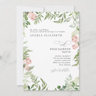 Invitation Élégant Parents de la Mariée Rose/Fuchsia Floral E